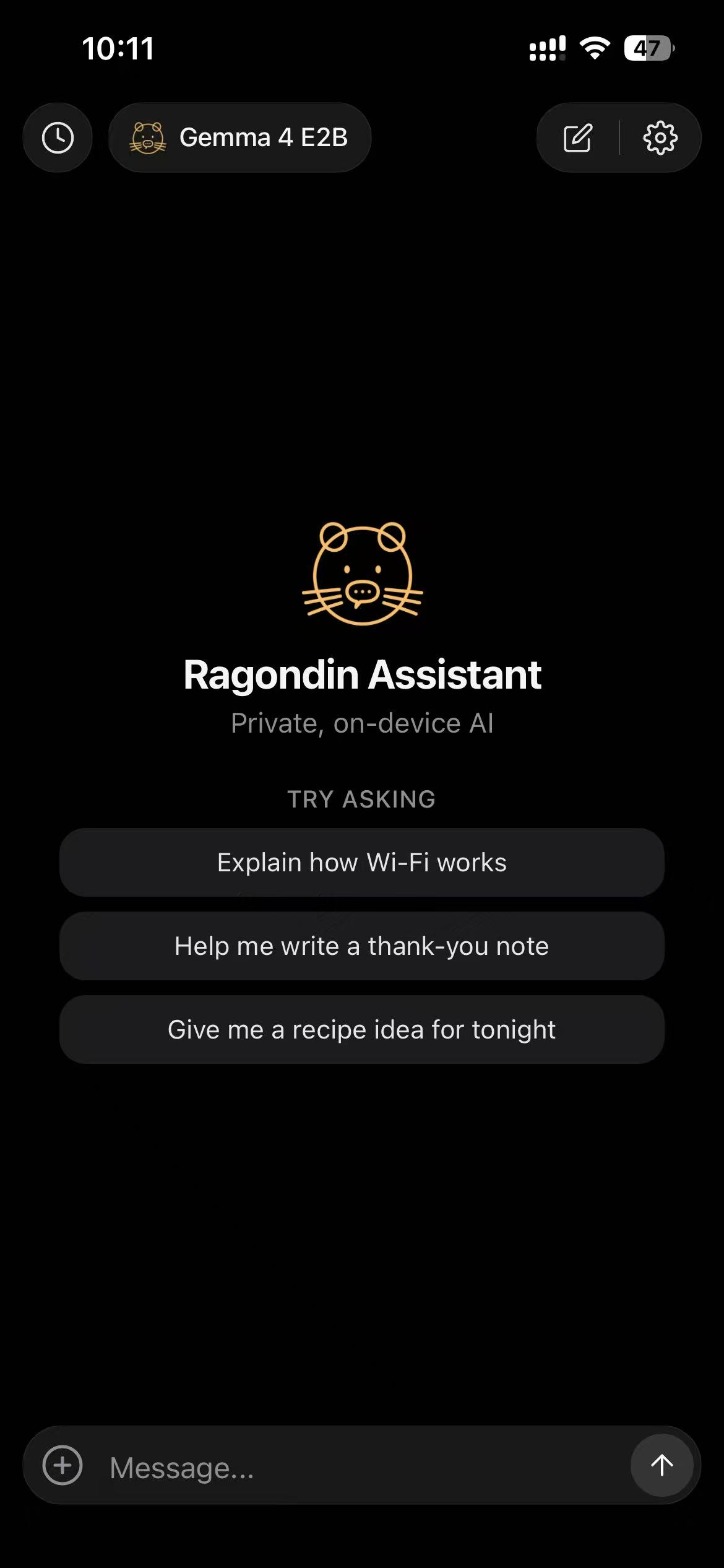 Ragondin Assistant welcome screen